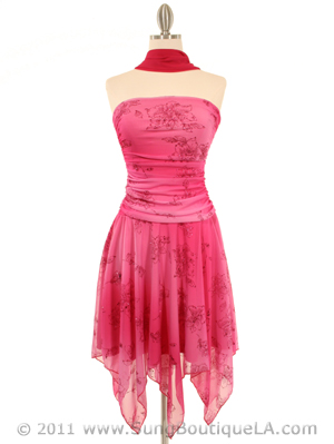 3874 Fuschia Glitter Party Dress, Fuschia
