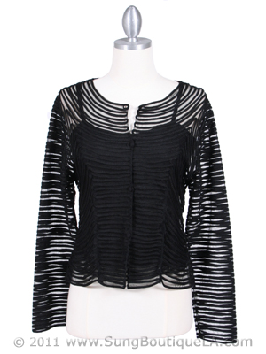 3884-IC Black Laced Emboridery Cardigan, Black