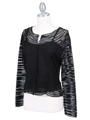 3884-IC-SET Black Laced Emboridery Top & Cardigan Set - Black, Alt View Thumbnail