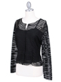 3884-IC Black Laced Emboridery Cardigan - Black, Alt View Thumbnail