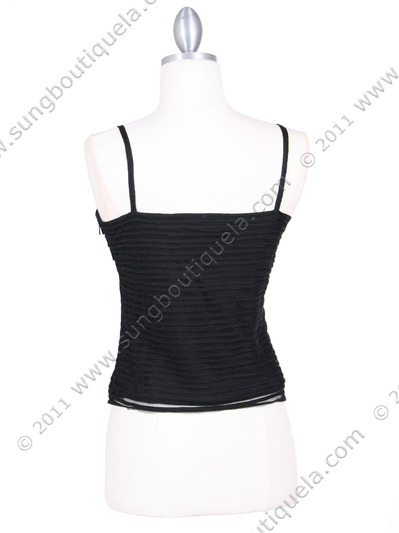 3884-T-IC Black Laced Emboridery Top - Black, Back View Medium