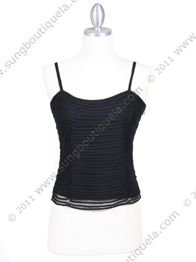 3884-T-IC Black Laced Emboridery Top - Black, Front View Medium