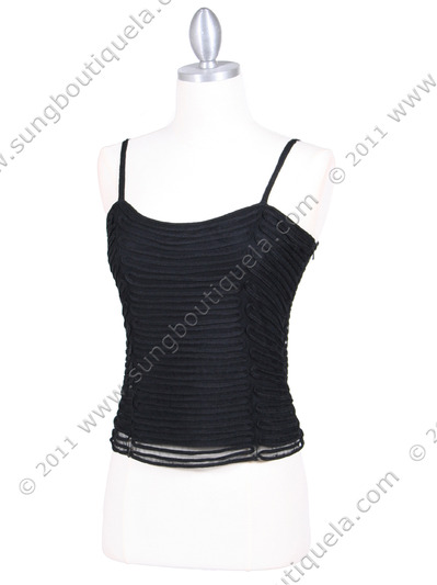 3884-T-IC Black Laced Emboridery Top - Black, Alt View Medium