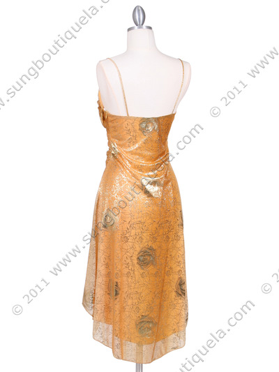 3894 Gold Shine Cocktail Dress - Gold, Back View Medium