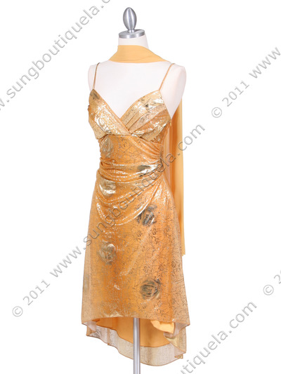3894 Gold Shine Cocktail Dress - Gold, Alt View Medium