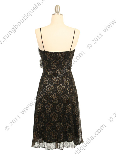 3900 Black Lace Cocktail Dress - Black, Back View Medium