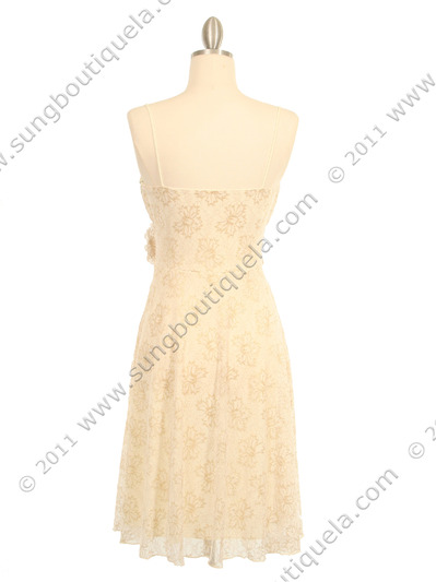 3900 Ivory Lace Cocktail Dress - Ivory, Back View Medium