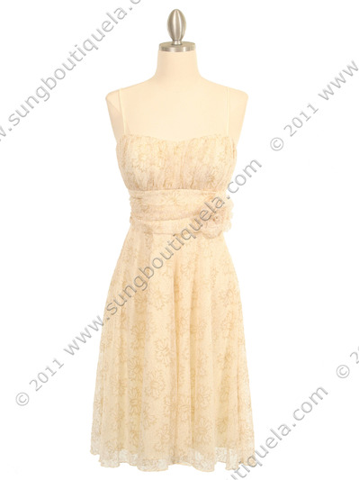 3900 Ivory Lace Cocktail Dress - Ivory, Front View Medium
