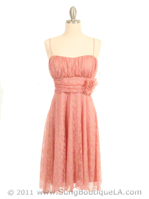3900 Pink Lace Cocktail Dress, Pink