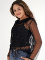 3918 Black Cowl Neck Top - Black, Front View Thumbnail