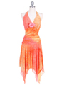 3945 Coral Glitter Knit Dress - Coral, Front View Thumbnail