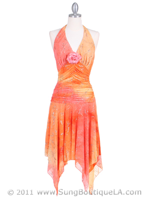 3945 Coral Glitter Knit Dress, Coral