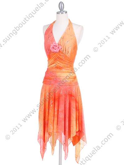 3945 Coral Glitter Knit Dress - Coral, Alt View Medium
