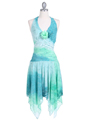 3945 Turquoise Glitter Knit Dress - Turquoise, Front View Thumbnail