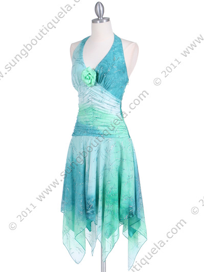 3945 Turquoise Glitter Knit Dress - Turquoise, Alt View Medium