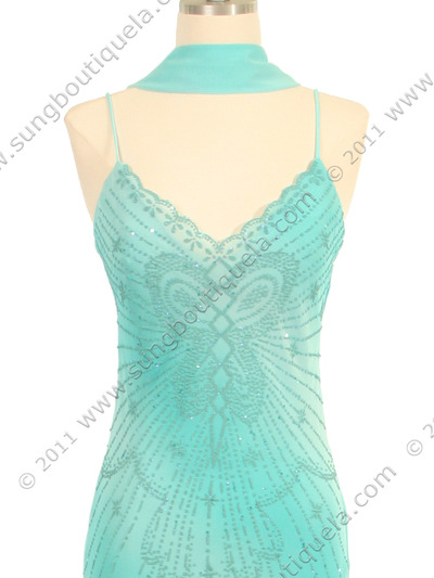 3959 Aqua Tie Dye Evening Dress - Aqua, Alt View Medium