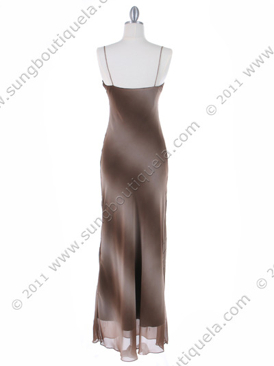 3959 Brown Tie Dye Evening Dress - Brown, Back View Medium