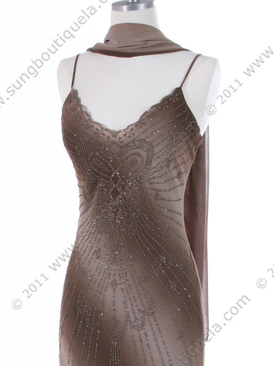 3959 Brown Tie Dye Evening Dress - Brown, Alt View Medium