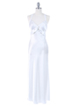 3964 White Long Satin Evening Dress - White, Front View Thumbnail