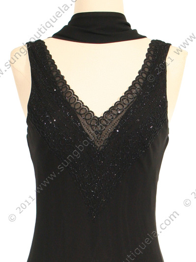 3971 Black 3/4 Length Beaded Cocktail Dress - Black, Alt View Medium