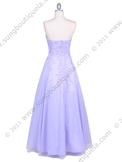 4002 Lilac Laced Embroidery Prom Gown - Lilac, Back View Medium
