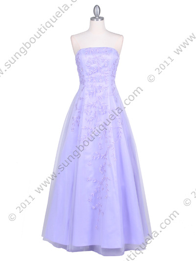4002 Lilac Laced Embroidery Prom Gown - Lilac, Front View Medium