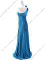 4021 Teal One Shoulder Evening Dress - Teal, Back View Thumbnail