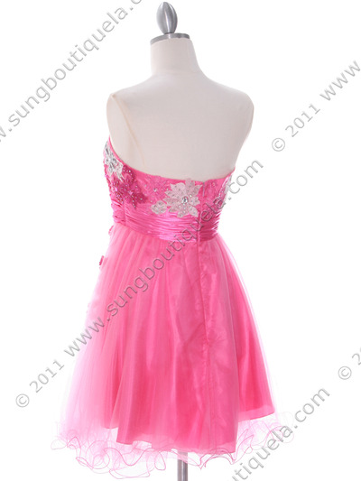 4030 Pink Strapless Homecoming Dress - Pink, Back View Medium