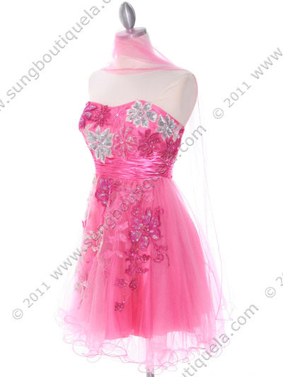 4030 Pink Strapless Homecoming Dress - Pink, Alt View Medium