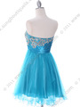 4032 Turquoise Strapless Homecoming Dress - Turquoise, Back View Thumbnail