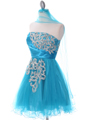 4032 Turquoise Strapless Homecoming Dress - Turquoise, Alt View Thumbnail
