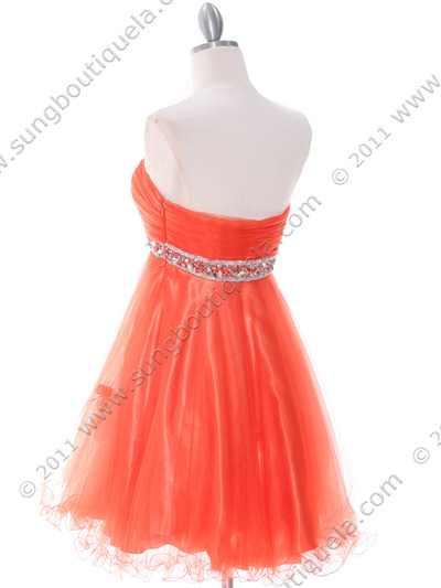 4051 Orange Cocktail Dress - Orange, Back View Medium