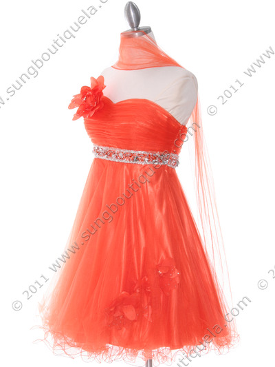 4051 Orange Cocktail Dress - Orange, Alt View Medium