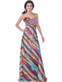 4055 Print Strapless Embellished Print Evening Dress - Print, Front View Thumbnail