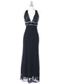 4057 Black Chiffon Halter Evening Dress - Black, Front View Thumbnail