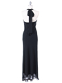 4057 Black Chiffon Halter Evening Dress - Black, Back View Thumbnail