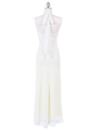 4057 Ivory Chiffon Halter Evening Dress - Ivory, Back View Thumbnail