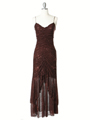 4083 Brown Glitter Evening Dress - Brown, Front View Thumbnail
