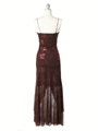 4083 Brown Glitter Evening Dress - Brown, Back View Thumbnail