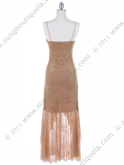 4083 Gold Glitter Evening Dress - Gold, Back View Medium