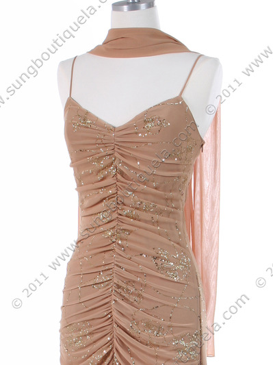4083 Gold Glitter Evening Dress - Gold, Alt View Medium