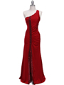 4084D Red One Shoulder Evening Dress - Red, Front View Thumbnail