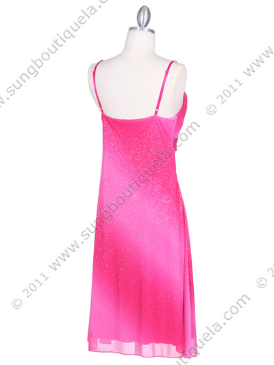 4106 Hot Pink Glitter Party Dress - Hot Pink, Back View Medium