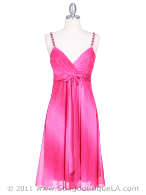 4106 Hot Pink Glitter Party Dress, Hot Pink