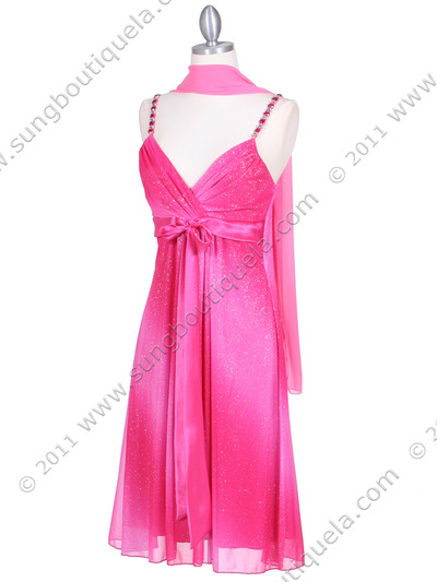 4106 Hot Pink Glitter Party Dress - Hot Pink, Alt View Medium