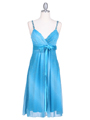 4106 Turquoise Glitter Party Dress - Turquoise, Front View Thumbnail