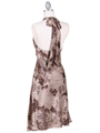 4173 Brown Charmuse Print Halter Dress - Brown, Back View Thumbnail