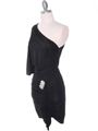 4117D Black One Shoulder Party Dress with Rhinestone Buckle - Black, Alt View Thumbnail