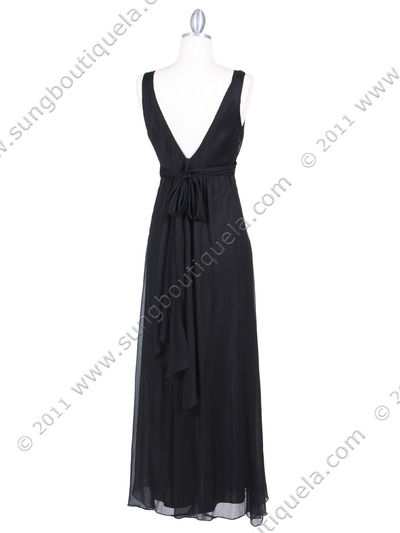 4193 Black Long Evening Dress - Black, Back View Medium