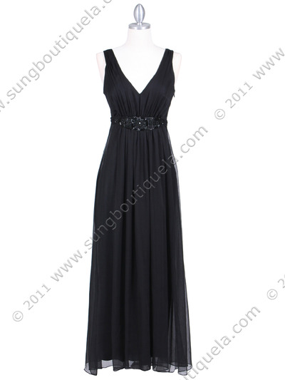 4193 Black Long Evening Dress - Black, Front View Medium